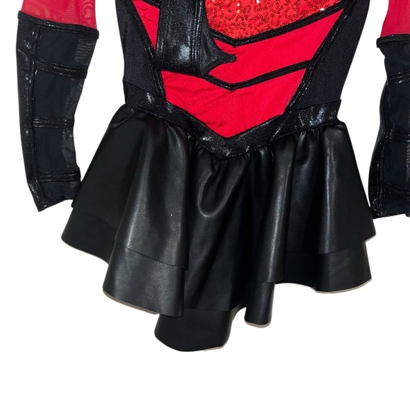 Weissman red black faux leather sequins dance dress costume child medium mc - Picture 2 of 7